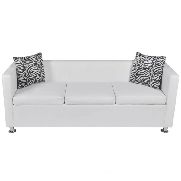 Conjunto de sofás de 2 e 3 lugares couro artificial branco M 4
