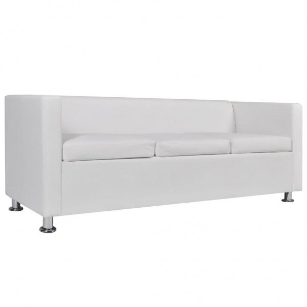 Conjunto de sofás de 2 y 3 plazas y sillón de cuero artificial blanco M 5