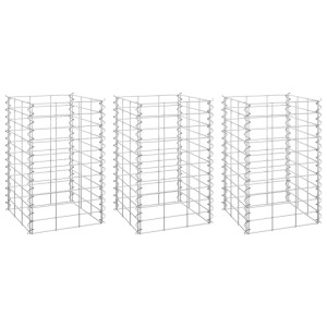 Arriates de gaviones 3 unidades hierro 30x30x50 cm H