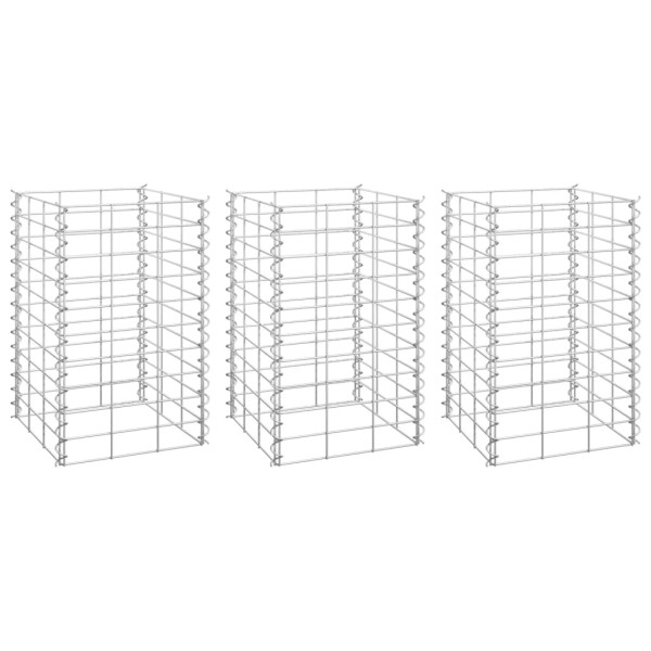 Arriates de gaviones 3 unidades hierro 30x30x50 cm M 2