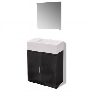 Conjunto de mueble y lavabo 3 piezas negro H