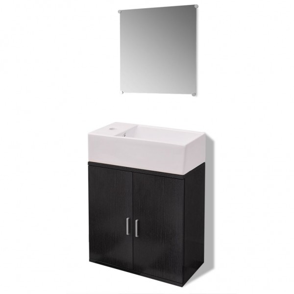Conjunto de mueble y lavabo 3 piezas negro M 2