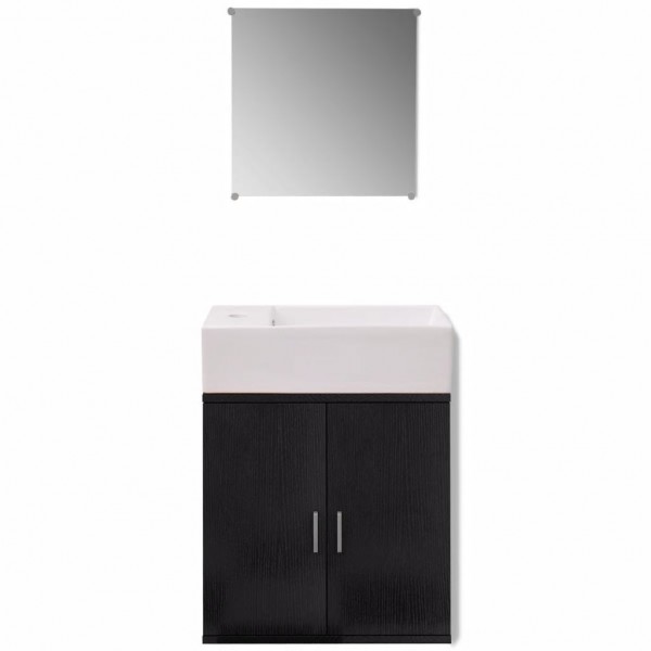 Conjunto de mueble y lavabo 3 piezas negro M 3