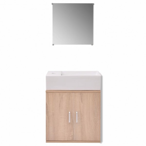 Conjunto de mueble y lavabo 3 piezas beige M 5