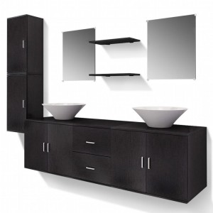 Conjunto de muebles de baño y lavabo 9 piezas negro H