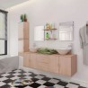 Conjunto de muebles de baño y lavabo 9 piezas beige 3
