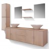 Conjunto de muebles de baño y lavabo 9 piezas beige 1