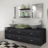 Conjunto de muebles de baño y lavabo 7 piezas negro 3