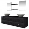 Conjunto de muebles de baño y lavabo 7 piezas negro 1