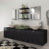 Conjunto de muebles de baño y lavabo 8 piezas negro 1