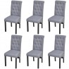 Cadeiras de jantar 6 pcs tecido cinzento-claro 1