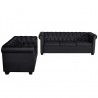 Conjunto sofás Chesterfield 2 + 3 lugares couro artific. preto 1