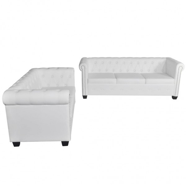 Sofás Chesterfield de 2 y 3 plazas cuero sintético blanco M 5