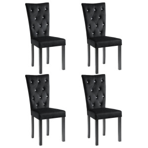 Cadeiras de jantar 4 pcs veludo preto H