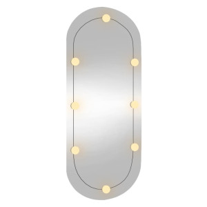 Espejo de pared ovalado con luces LED vidrio 45x100 cm H