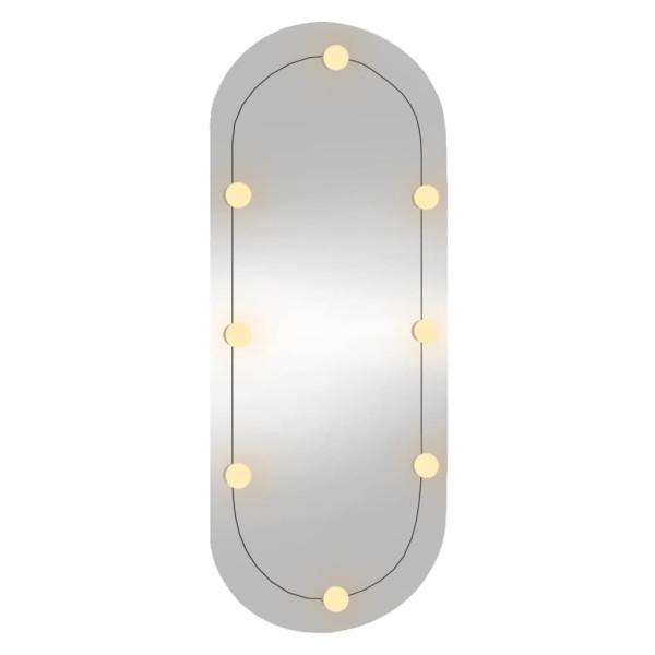 Espejo de pared ovalado con luces LED vidrio 45x100 cm M 2
