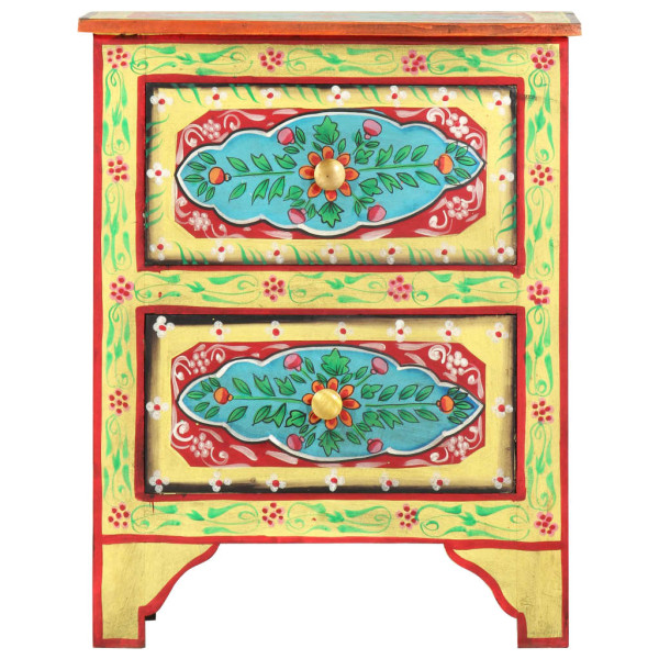 Mesita de noche pintada a mano madera maciza mango 40x30x50 cm M 2