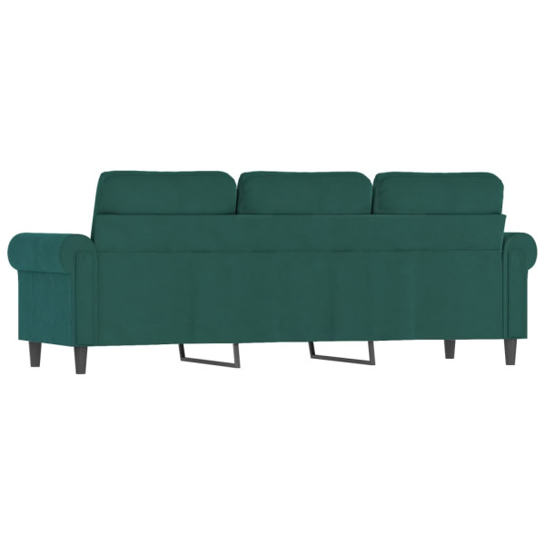 Sofá de 3 plazas terciopelo verde oscuro 180 cm M 5