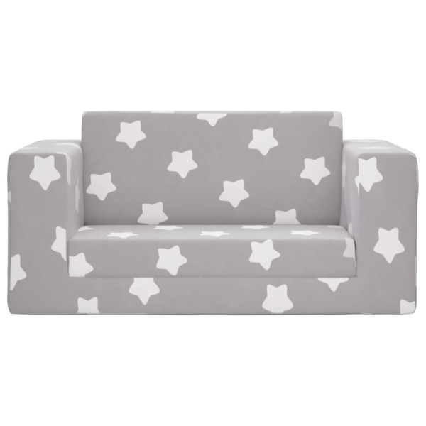 Sofá-cama infantil 2 lugares c/ estrelas pelúcia cinzento-claro M 3