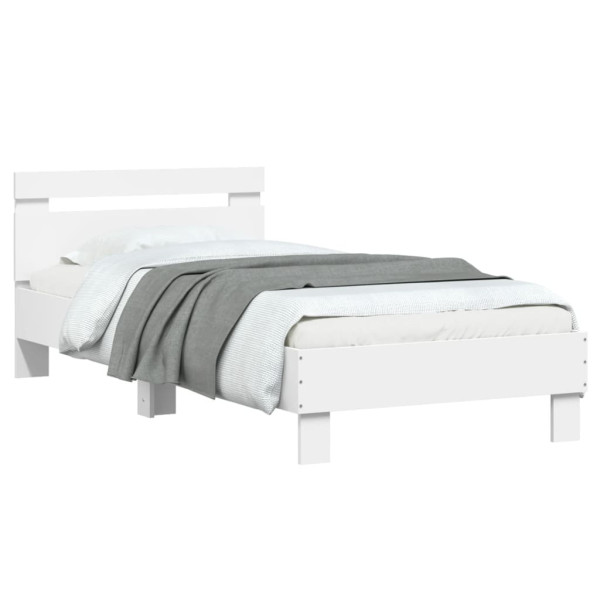 Estrutura de cama com cabeceira e luzes LED 75x190 cm branco M 5