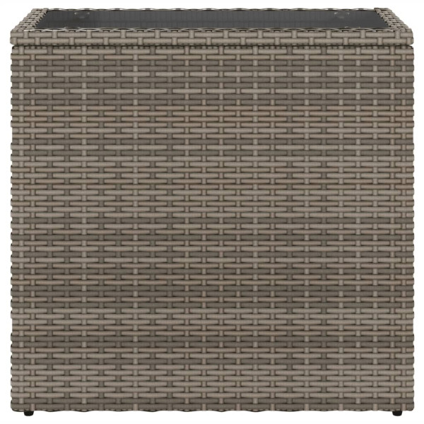 Mesa de apoio jardim c/ tampo vidro 58x27.5x55 cm vime PE cinza M 5