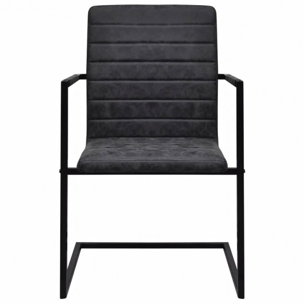 Sillas de comedor voladizas 4 unidades cuero sintético negro M 4