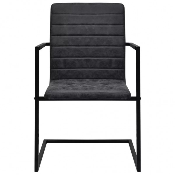 Cadeiras de jantar cantilever 6 pcs couro artificial preto M 4