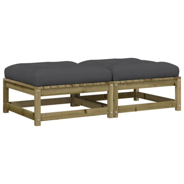 Apoios de pés p/ jardim c/ almofadões 2 pcs pinho impregnado M 2