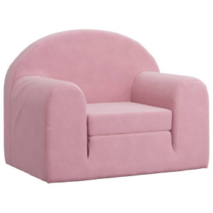 Sofá-cama infantil de pelúcia rosa H