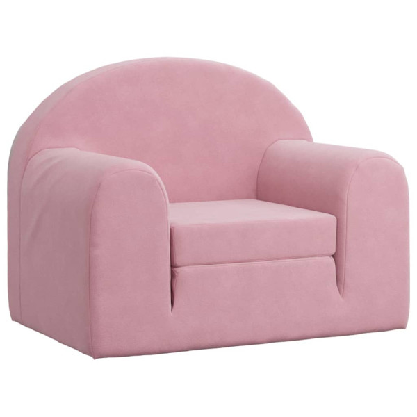 Sofá-cama infantil de pelúcia rosa M 2