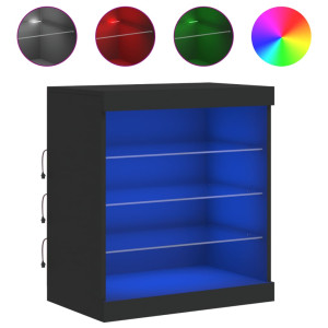 Aparador com luzes LED 60.5x37x67 cm preto H