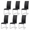 Cadeiras de jantar cantilever 6 pcs couro artificial preto 1