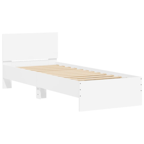 Estructura cama con cabecero madera ingeniería blanco 90x200 cm M 2