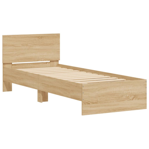 Cama con cabecero madera de ingeniería roble Sonoma 90x200 cm M 2