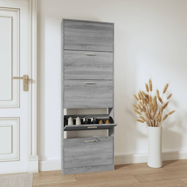Mueble zapatero madera contrachapada gris Sonoma 59x17x169 cm D