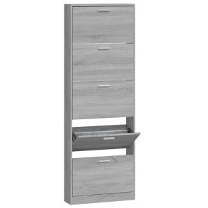 Mueble zapatero madera contrachapada gris Sonoma 59x17x169 cm H