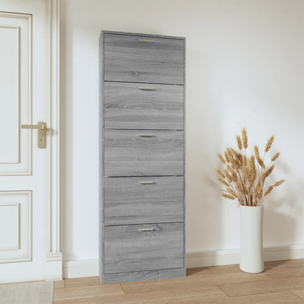 Mueble zapatero madera contrachapada gris Sonoma 59x17x169 cm M 3