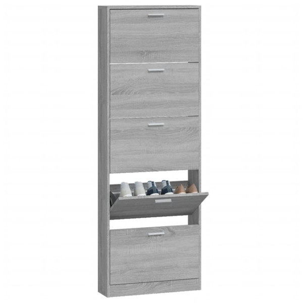 Mueble zapatero madera contrachapada gris Sonoma 59x17x169 cm M 4