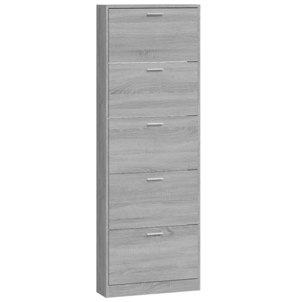 Mueble zapatero madera contrachapada gris Sonoma 59x17x169 cm M 5