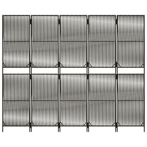 Biombo de 5 paneles ratán sintético gris M 5
