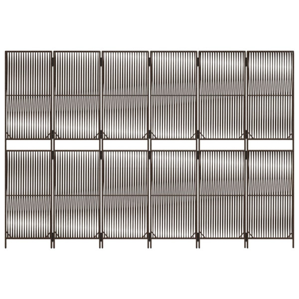 Biombo de divisão 6 painéis vime PE castanho M 5