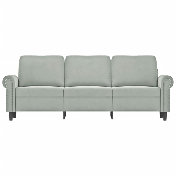 Sofá de 3 plazas terciopelo gris claro 180 cm M 3