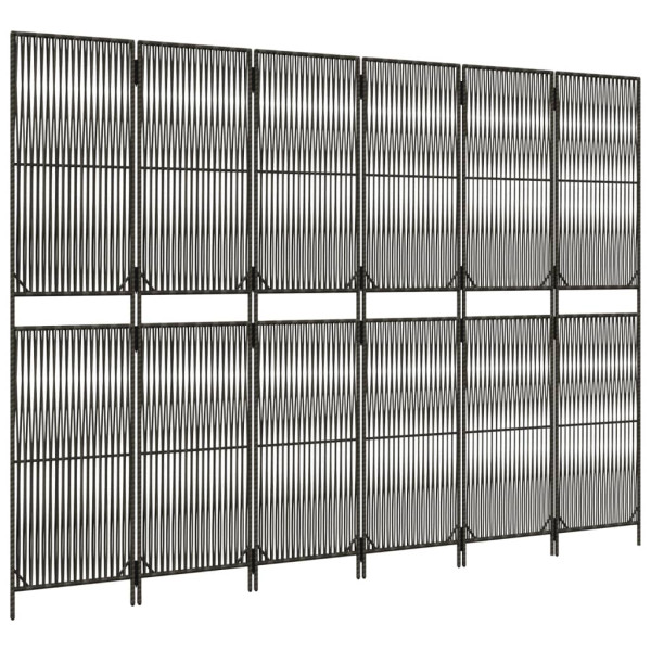 Biombo de 6 paneles ratán sintético gris M 4