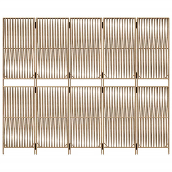 Biombo de 5 paneles ratán sintético beige M 5