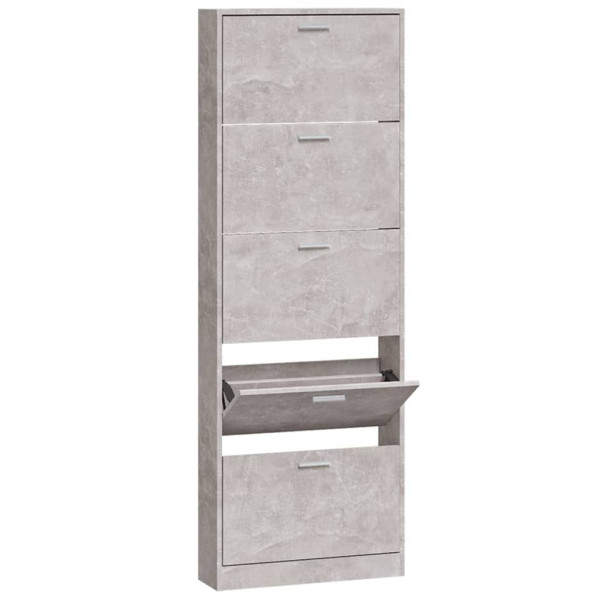 Mueble zapatero madera contrachapada gris hormigón 59x17x169 cm M 2