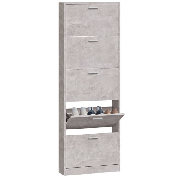 Mueble zapatero madera contrachapada gris hormigón 59x17x169 cm M 4