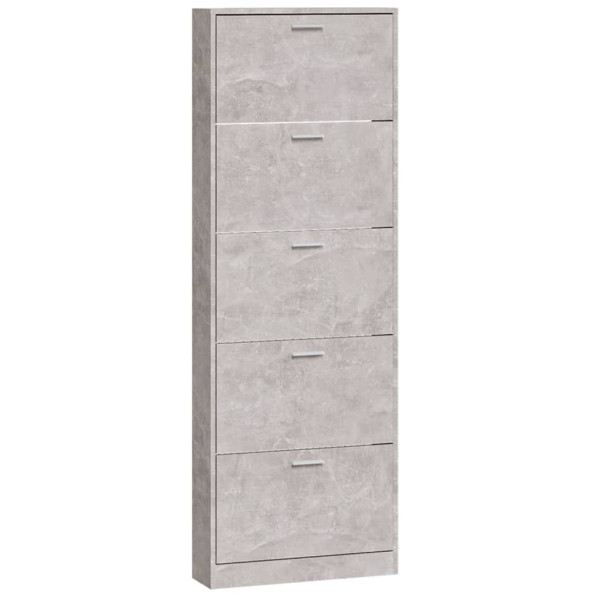 Mueble zapatero madera contrachapada gris hormigón 59x17x169 cm M 5