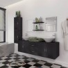 Conjunto de muebles de baño con lavabo y grifo 11 piezas negro 1