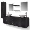 Conjunto de muebles de baño con lavabo y grifo 11 piezas negro 2