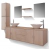 Conjunto de muebles de baño con lavabo y grifo 11 piezas beige 1